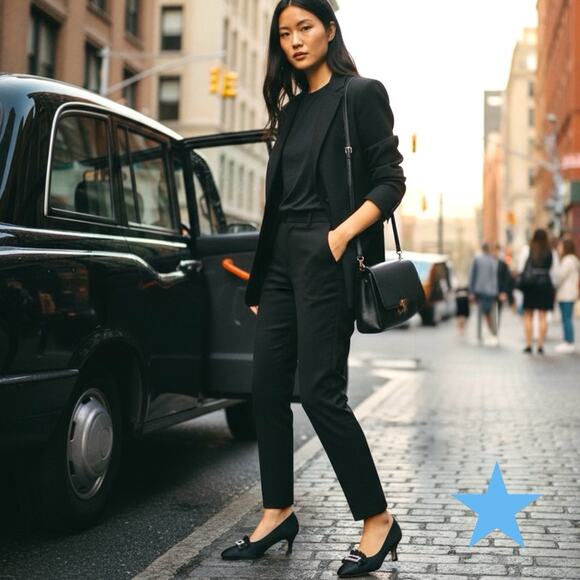 Ferragamo Black Silk Satin Pumps Heels Evening Shoes Italy Vintage 80s 9 B Women - Picture 3 of 16